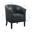 Pemberly Row Club Chairs Set of 2 in Black Faux Leather Upholstery