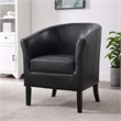 Pemberly Row Club Chairs Set of 2 in Black Faux Leather Upholstery