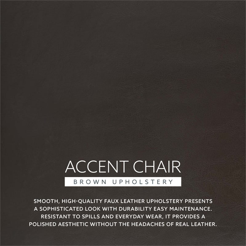 Pemberly Row Set of 2 Upholstered Club Chairs in Brown Faux Leather