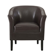 Pemberly Row Set of 2 Upholstered Club Chairs in Brown Faux Leather