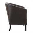 Pemberly Row Set of 2 Upholstered Club Chairs in Brown Faux Leather