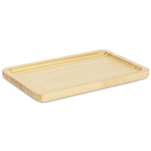 Pemberly Row Natural Wood Rectangular Glossy Tray with Smooth Corners
