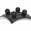 Pemberly Row Curved Black Wood Tray with Decorative Orbs