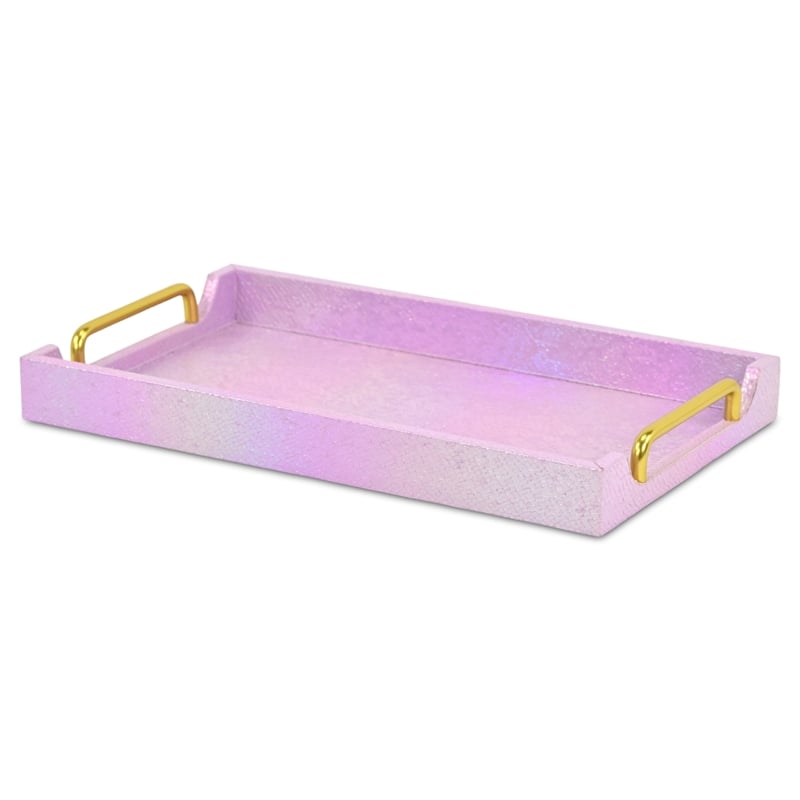 Pemberly Row Iridescent Tray with Seascale Pattern and Gold Handles