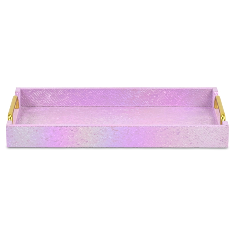 Pemberly Row Iridescent Tray with Seascale Pattern and Gold Handles