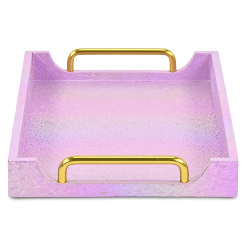 Pemberly Row Iridescent Tray with Seascale Pattern and Gold Handles