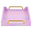 Pemberly Row Iridescent Tray with Seascale Pattern and Gold Handles