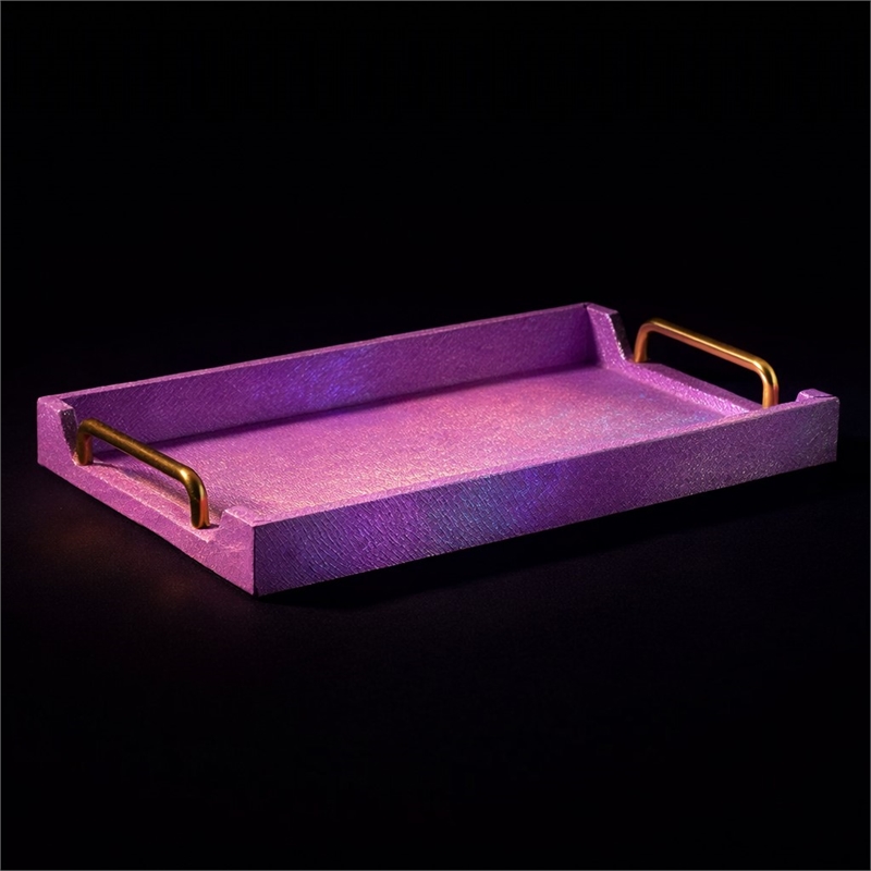Pemberly Row Iridescent Tray with Seascale Pattern and Gold Handles
