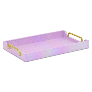 Pemberly Row Iridescent Tray with Seascale Pattern and Gold Handles