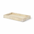 Pemberly Row Slim Rectangular Wood Tray in Brown with Gold Handles