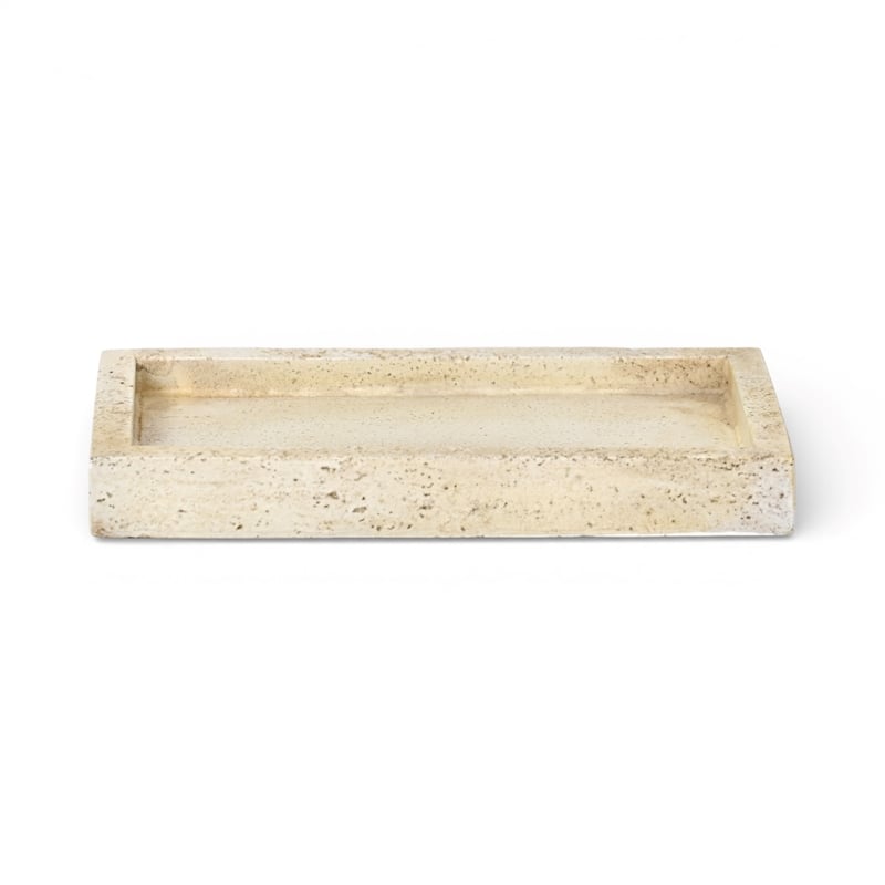 Pemberly Row Slim Rectangular Wood Tray in Brown with Gold Handles
