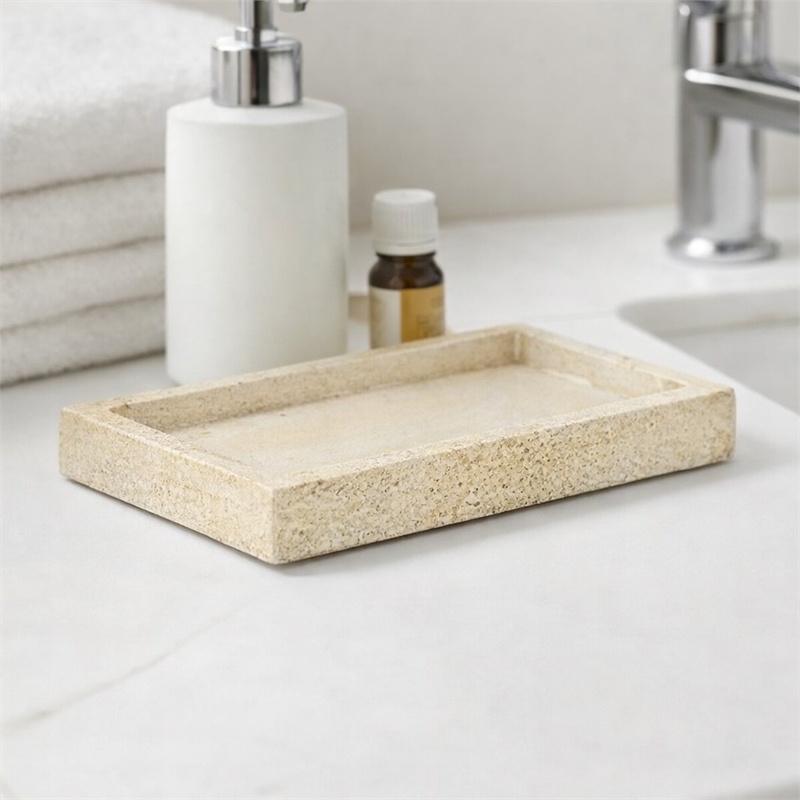 Pemberly Row Slim Rectangular Wood Tray in Brown with Gold Handles