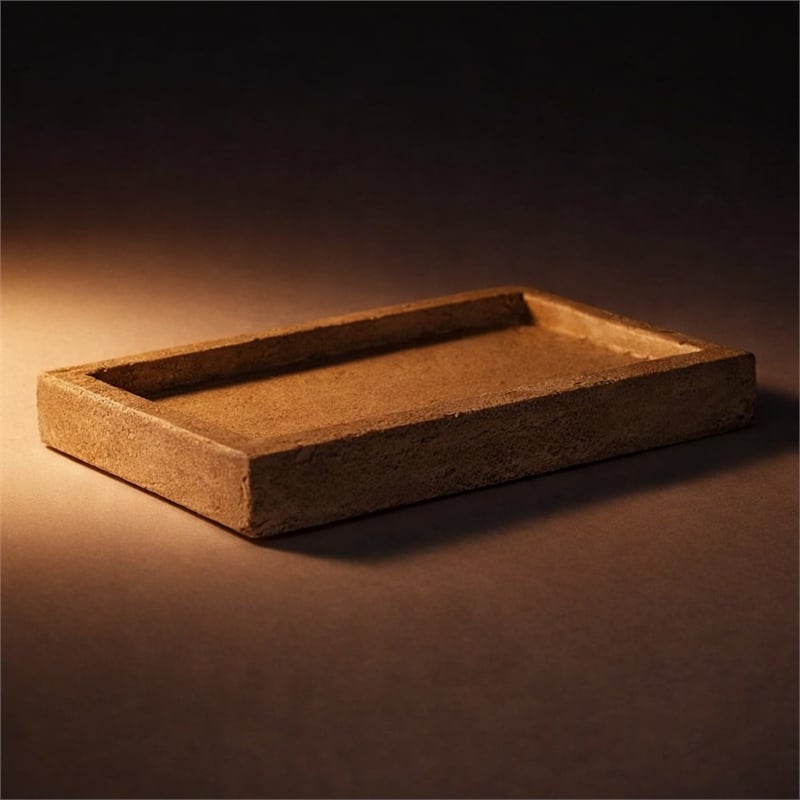 Pemberly Row Slim Rectangular Wood Tray in Brown with Gold Handles