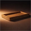 Pemberly Row Slim Rectangular Wood Tray in Brown with Gold Handles