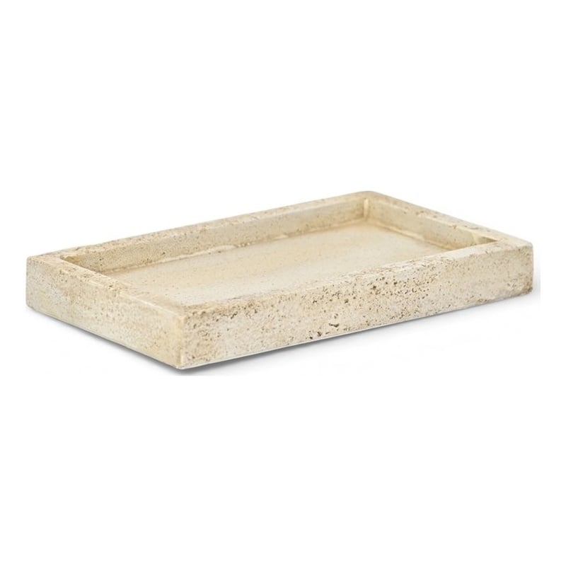 Pemberly Row Slim Rectangular Wood Tray in Brown with Gold Handles