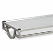 Pemberly Row Slim Rectangular Mirrored Tray with Silver Metal Frame