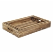 Pemberly Row Set of 3 Slatted Wood Trays with Brown Finish