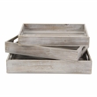 Pemberly Row Set of 3 Slatted Wood Trays in Gray Wash Finish