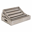 Pemberly Row Set of 3 Slatted Wood Trays in Gray Wash Finish
