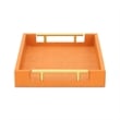 Pemberly Row Lusan Vinyl Tray in Orange Shagreen with Metal Handles