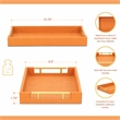 Pemberly Row Lusan Vinyl Tray in Orange Shagreen with Metal Handles