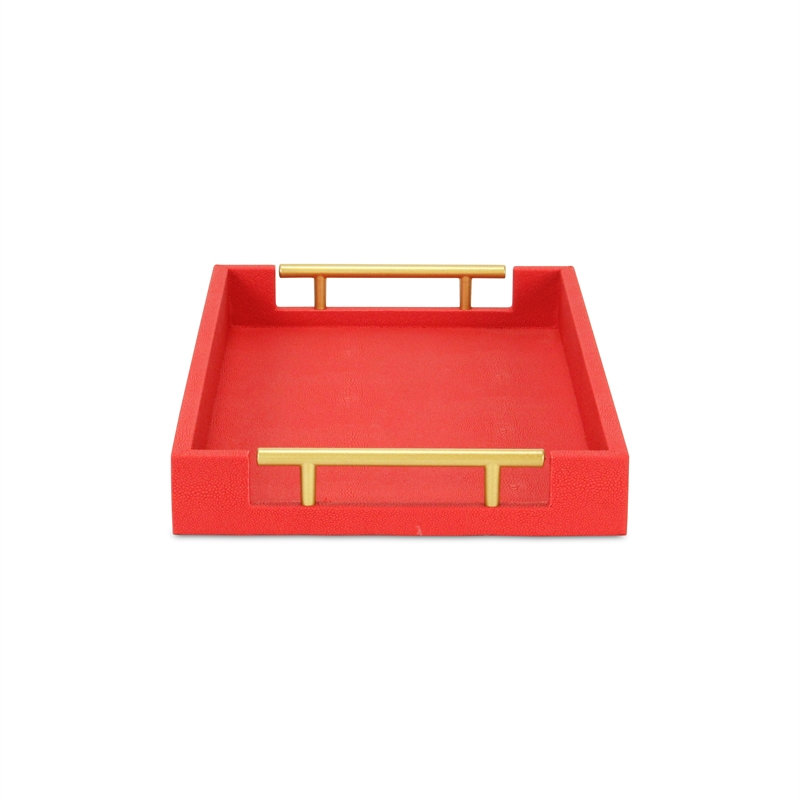 Pemberly Row Lusan Colored Vinyl Tray with Metal Handles