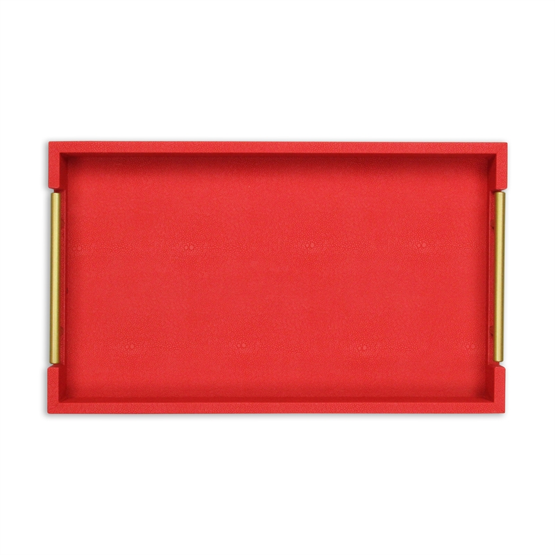 Pemberly Row Lusan Colored Vinyl Tray with Metal Handles