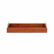 Pemberly Row Coran Rectangular Wood Tray with Gold Metal Handles