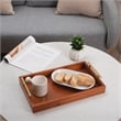Pemberly Row Coran Rectangular Wood Tray with Gold Metal Handles