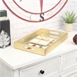 Pemberly Row Labai Shagreen Tray with Gold Overlay and Center Mirror