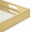 Pemberly Row Labai Shagreen Tray with Gold Overlay and Center Mirror