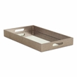 Pemberly Row Labai Gray Shagreen Tray with Mirror and Cut-Out Handles