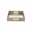 Pemberly Row Labai Gray Shagreen Tray with Mirror and Cut-Out Handles