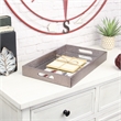 Pemberly Row Labai Gray Shagreen Tray with Mirror and Cut-Out Handles