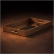 Pemberly Row Labai Gray Shagreen Tray with Mirror and Cut-Out Handles