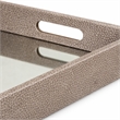 Pemberly Row Labai Gray Shagreen Tray with Mirror and Cut-Out Handles