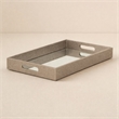 Pemberly Row Labai Gray Shagreen Tray with Mirror and Cut-Out Handles