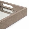 Pemberly Row Labai Gray Shagreen Tray with Mirror and Cut-Out Handles