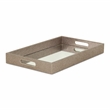 Pemberly Row Labai Gray Shagreen Tray with Mirror and Cut-Out Handles
