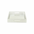 Pemberly Row Labai Silver Shagreen Tray with Mirror and Side Handles