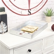 Pemberly Row Labai Silver Shagreen Tray with Mirror and Side Handles