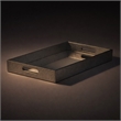 Pemberly Row Labai Silver Shagreen Tray with Mirror and Side Handles