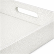 Pemberly Row Labai Silver Shagreen Tray with Mirror and Side Handles