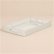 Pemberly Row Labai Silver Shagreen Tray with Mirror and Side Handles