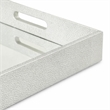 Pemberly Row Labai Silver Shagreen Tray with Mirror and Side Handles