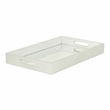 Pemberly Row Labai Silver Shagreen Tray with Mirror and Side Handles