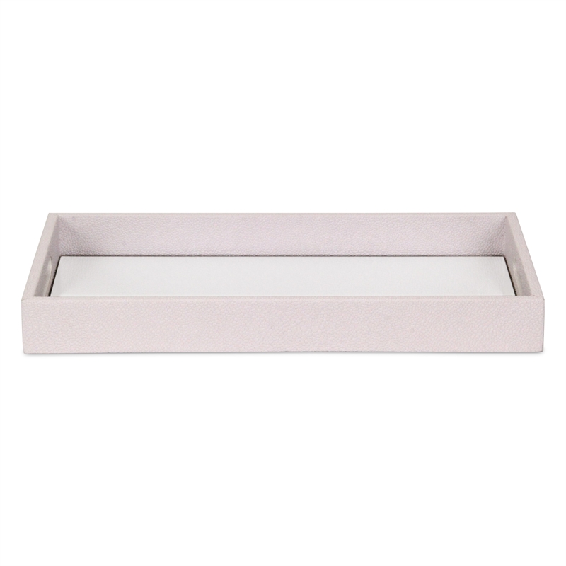 Pemberly Row Labai White Shagreen Tray with Reflective Mirror Panel