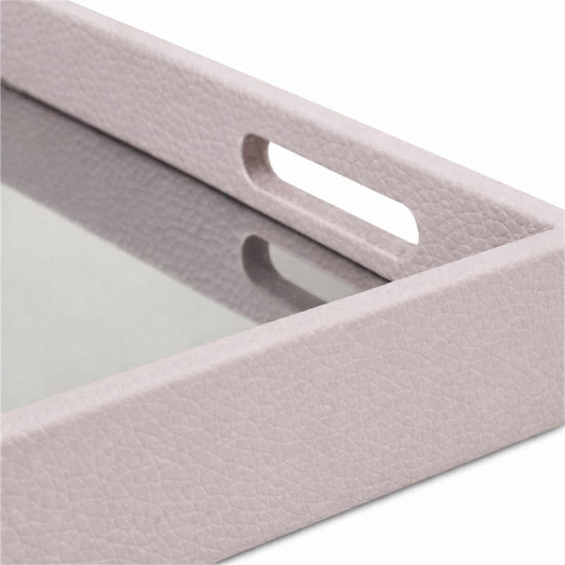 Pemberly Row Labai White Shagreen Tray with Reflective Mirror Panel