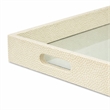Pemberly Row Labai White Gold Shagreen Tray with Decorative Mirror