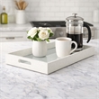 Pemberly Row Shagreen Mirrored Serving Tray - White Silver - Large Size
